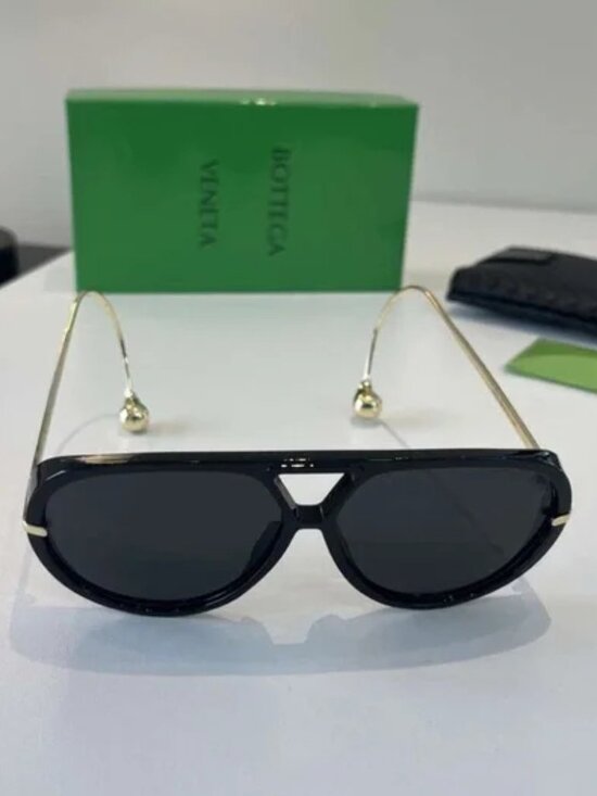 Bottega Veneta Black & Gold Aviator Sunglasses main image 7